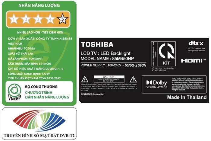 Google Tivi QLED Toshiba AI 4K 85 inch 85M450NP